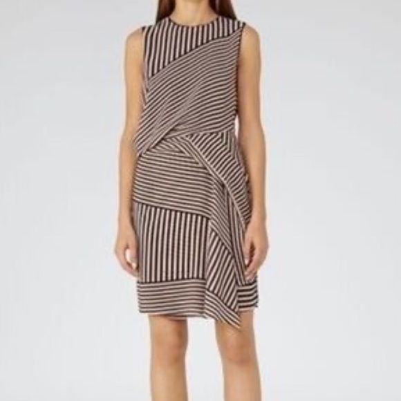 Reiss Black and Cream Asymmetrical Sheath Dress - Picture 1 of 5